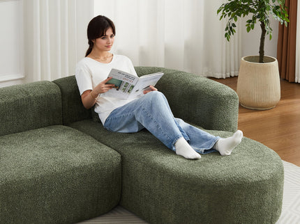 L - Shape Boneless Cloud Couch With 2 Throw Pillows For Living Room