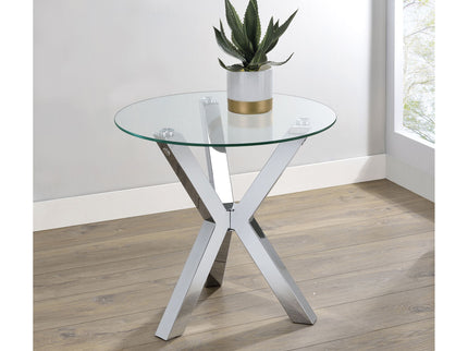 Alexa - Round Tempered Glass Top End Table - Chrome