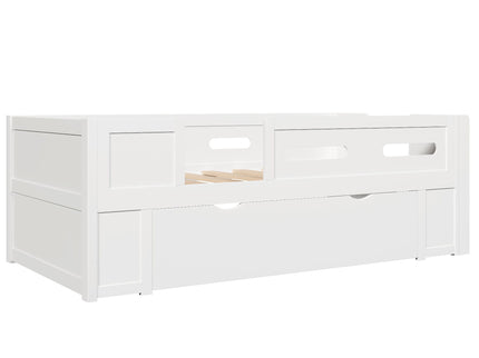 Platform Bed With Guardrail And Drawer