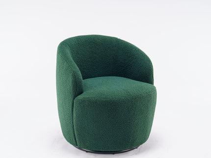 Teddy Fabric Swivel Accent Armchair Barrel Chair With Powder Coating Metal Ring