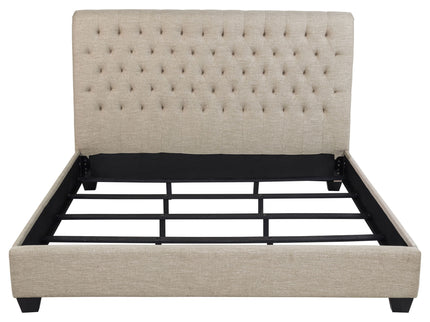 Copper - Eastern King Panel Bed With Tufted Design - Oatmeal