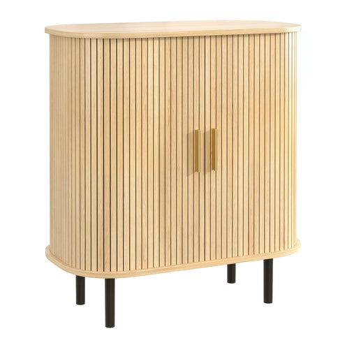 Fluted Wine Bar Cabinet With 8 Grid Wine Rack, 5 Level Adjustable Shelves, 2 Glass Holders