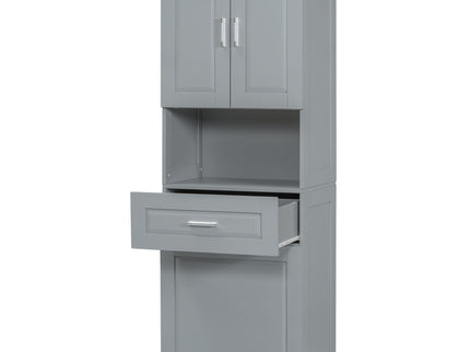 Tall Bathroom Cabinet With Tilt-Out Laundry Basket And Upper Storage