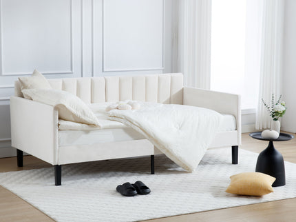 Elena - Boucle Upholstered Daybed, Ribbed Tufted Backrest