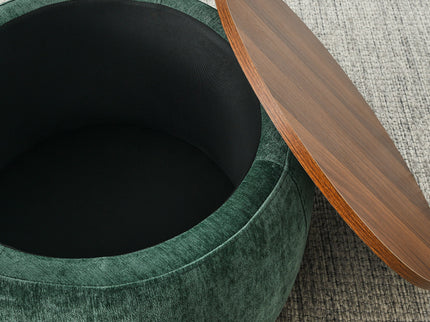 Round Storage Ottoman, 2 In 1 Function, End Table And Ottoman