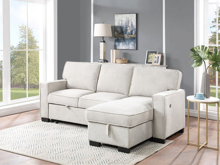 Estelle - Fabric Reversible Sleeper Sectional With Storage Chaise Drop-Down Table 2 Cup Holders And 2 USB Ports