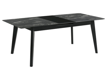 Bellingham - Dining Table With Self Storing Extension Leaf - Black Marble-Look Sintered Stone