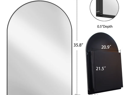 Arched Recessed Medicine Cabinet, Metal Framed Bathroom Wall Cabinet With Mirror And Adjustable Shelves, Wall Mirror With Storage For Bathroom