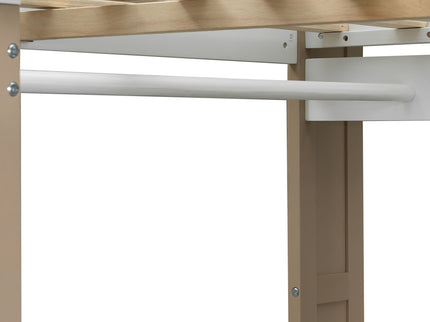Loft Bed With Built In Storage Shelves, Clothes Rail, And Desk