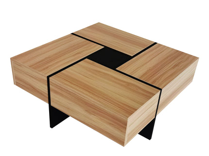 Wallace - Coffee Table With 4 Hidden Storage Compartments - Brown