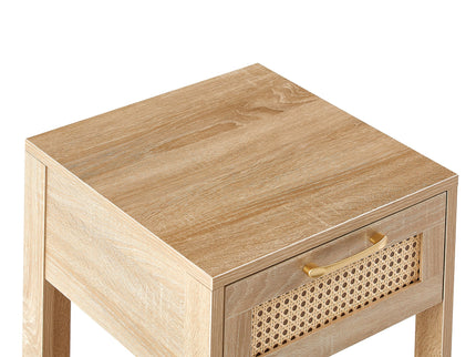15.75" Rattan End Table With Drawer, Modern Nightstand, Side Table For Living Room, Bedroom