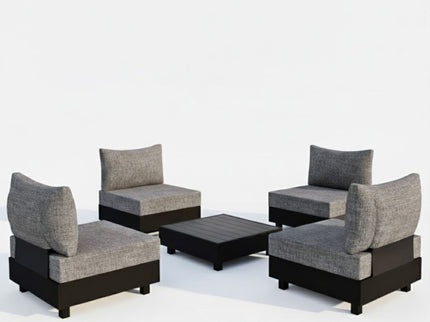 Patio Sectional Set With Modular Armless Chairs And Coffee Table - Gray