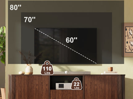 70" TV Stand With Ample Storage, Curved Corners - Dark Brown