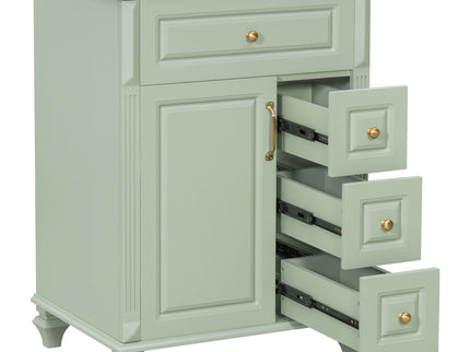 Freestanding Bathroom Vanity With Sink, 3 Drawers & Flip-Out Drawer