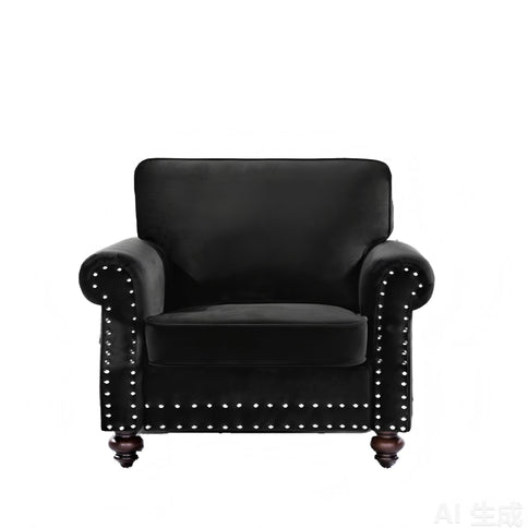Upholstered Accent Armchair With Turned Legs For Living Room