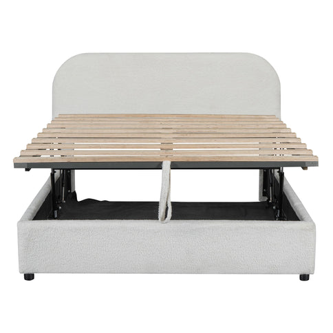 Upholstered Platform Bed With Hydraulic Storage System