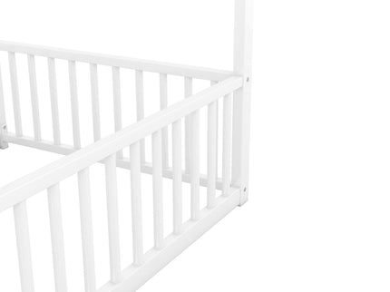 Metal Twin Size House Platform Beds 2 Shared Beds - Antique White