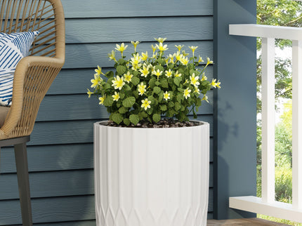 Planter With Subtle Pleated Design - Antique White