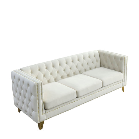 Upholstered Couch Sofa With Button Tufting For Living Room
