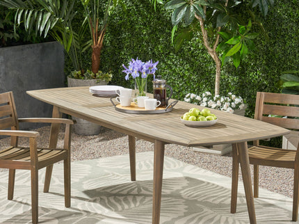 Placidity - Outdoor Expandable Dining Table With Slatted Tabletop And Tapered Legs