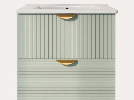 Modern Wall-Mounted Bathroom Vanity With 2 Drawers, Ideal For Small Bathrooms - Green