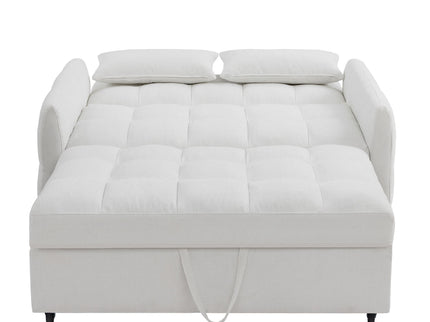 Loveseat Sofa Pull-Out Bed With Adjustable Backrest, 3 USB Ports And 2 Lumbar Pillows For Living Room