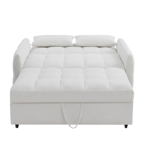 Loveseat Sofa Pull-Out Bed With Adjustable Backrest, 3 USB Ports And 2 Lumbar Pillows For Living Room