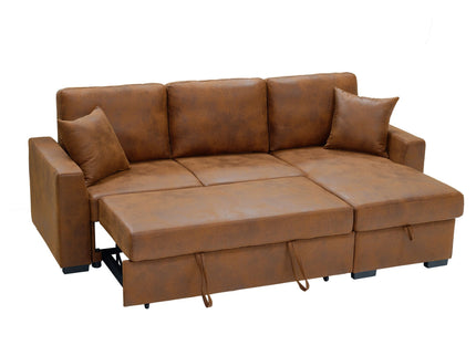 Upholstered Sectional With Pull-Out Bed And Chaise Storage