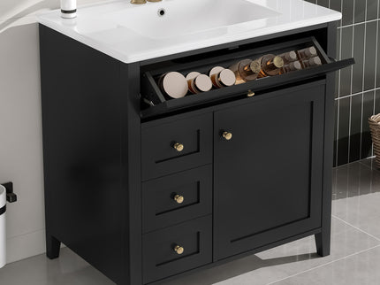 Bathroom Vanity With Sink, 3 Drawers And Adjustable Shelf, Freestanding Storage Unit