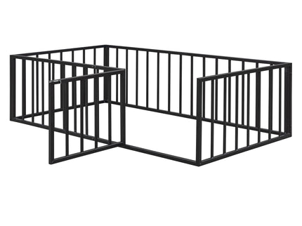 Metal Floor Bed Frame With Fence And Door