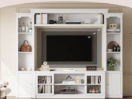 All-In-One TV Stand With Bookcase For TVs Up To 65"