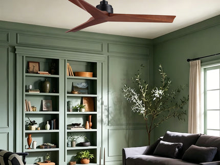 Ceiling Fan Without Light, DC Motor, No Light, Quiet Reversible Ceiling Fan For Living Room - Black