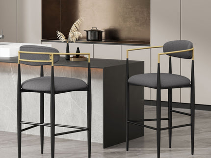 Upholstered Bar Stools With Backs For Kitchen Island (Set of 2)