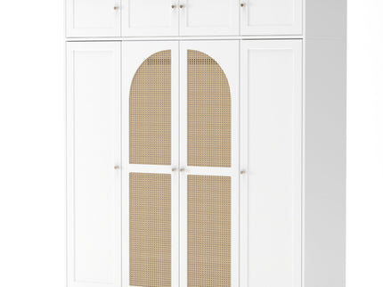 8 Door Armoire Wardrobe With Adjustable Shelves And Hanging Rod