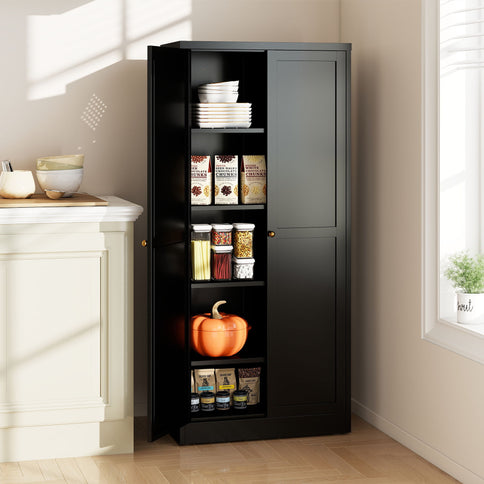 Kitchen Pantry Cabinet With 4 Adjustable Shelves, Heavy Duty Freestanding Organizer