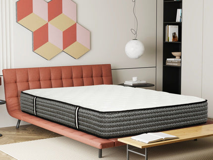 Premium 12" Queen Size Hybrid Mattress In A Box Soft Gel Memory Foam Top With Cooling Technology - Gray / White