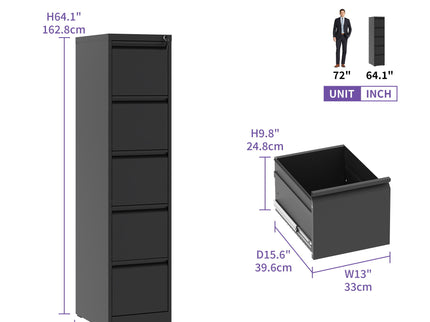 Steel Drawer Vertical File Cabinet With Lock For A4 Legal / Letter Size