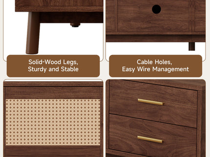 70" TV Stand With Doors For TVs Up To 80", Media Console With 4 Drawers & Cable Holes - Dark Brown