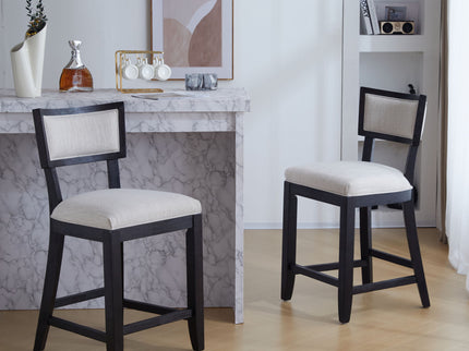 Upholstered Counter Height Bar Stools With Comfy Back (Set of 2)