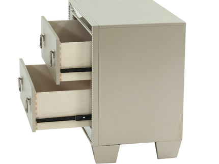 Nightstand With 2 Drawers And Mirror Accent - Silver