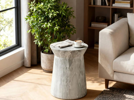 Round Outdoor End Table - Marble