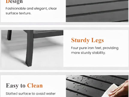 Square 2 Tier All-Weather Outdoor Side Table With Slatted Top