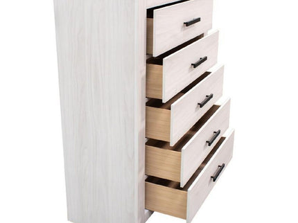 1 Piece Chest 2 Tone Sleek Bar Bedroom Furniture - White