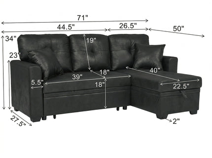 Sectional Sofa With Pull Out Bed, Reversible Chaise