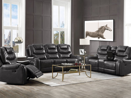 Braylon - Magnetite Synthetic Leather Manual Recliner Sofa - Brown