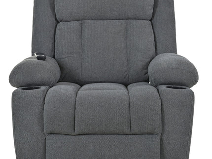 Power Lift Recliner Chair With Extended Footrest, Remote Control, Cup Holders, And Side Pockets