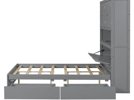 Platform Bed With USB, Storage Headboard & Drawers