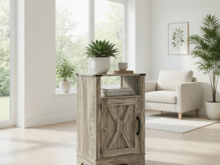 Farmhouse Nightstand, Charging Station & Storage