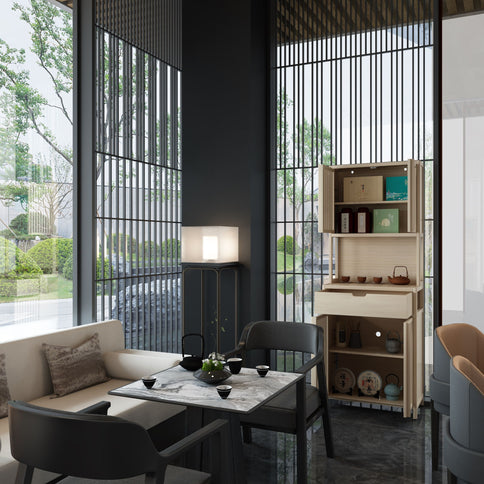 Rustic Cottage Style Double Door Bamboo Storage Cabinet With High Capacity For Main Living Spaces - Natural