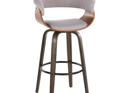Vintage Mod - Mid Century Modern Fixed Height Barstool With Swivel & Round Footrest (Set of 2)